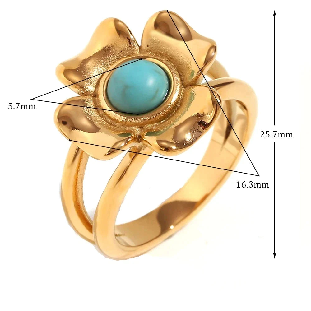 Bague Fleur Vintage - bleu / 6