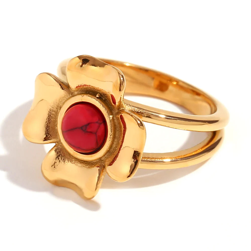 Bague Fleur Vintage - rouge / 6