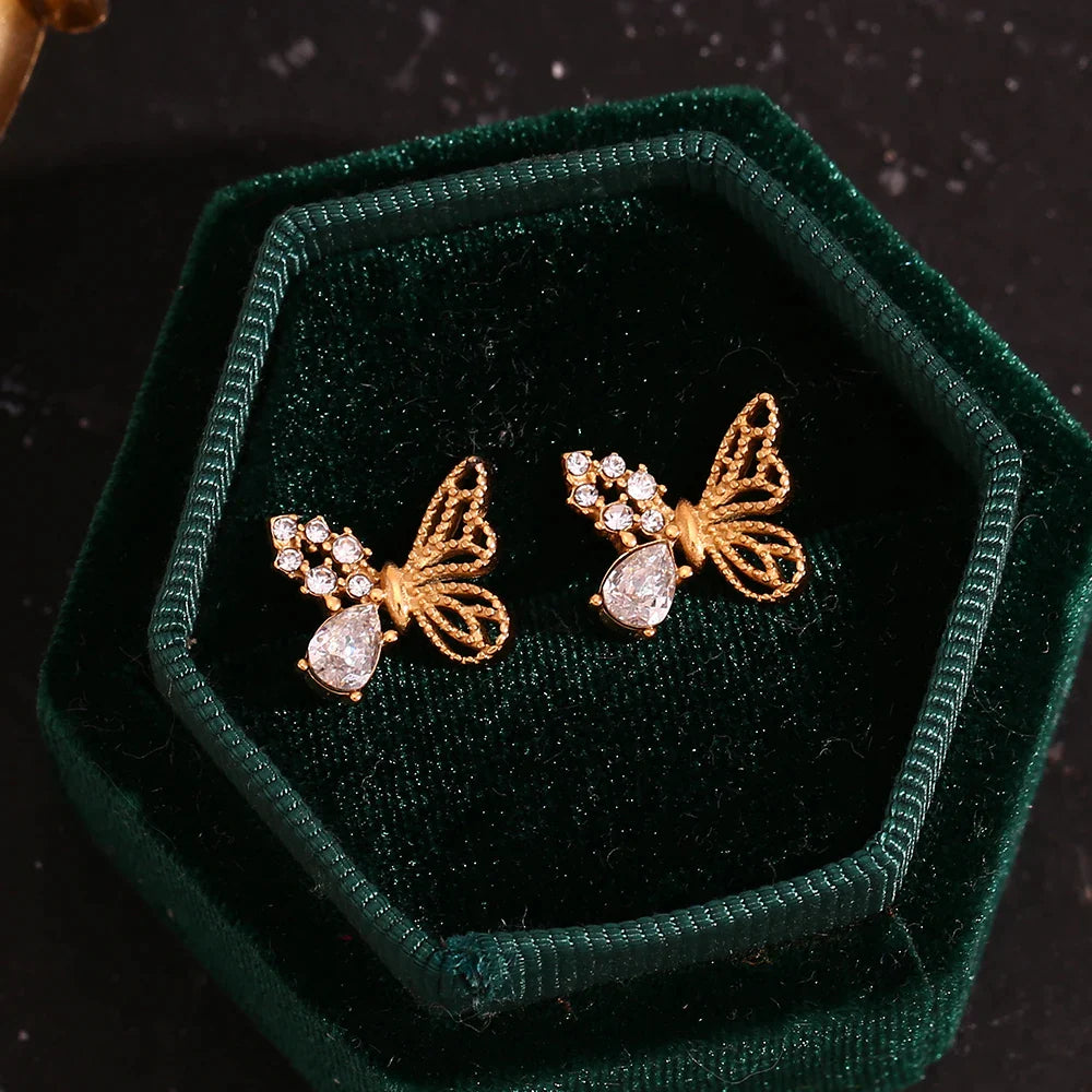 Boucle d’Oreille Papillon Strass