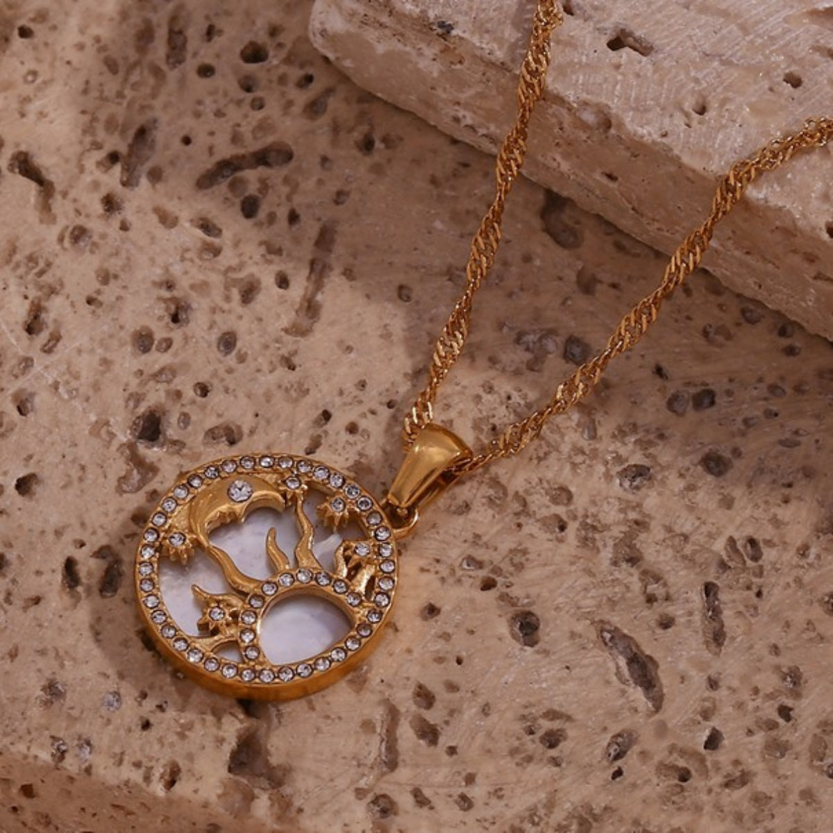 Collier Lune Soleil - Blanc