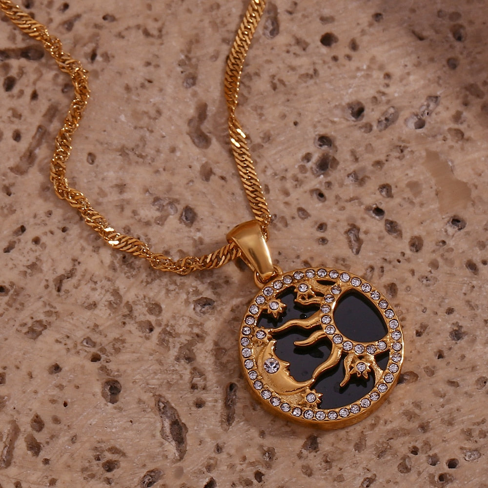 Collier Lune Soleil - Noir