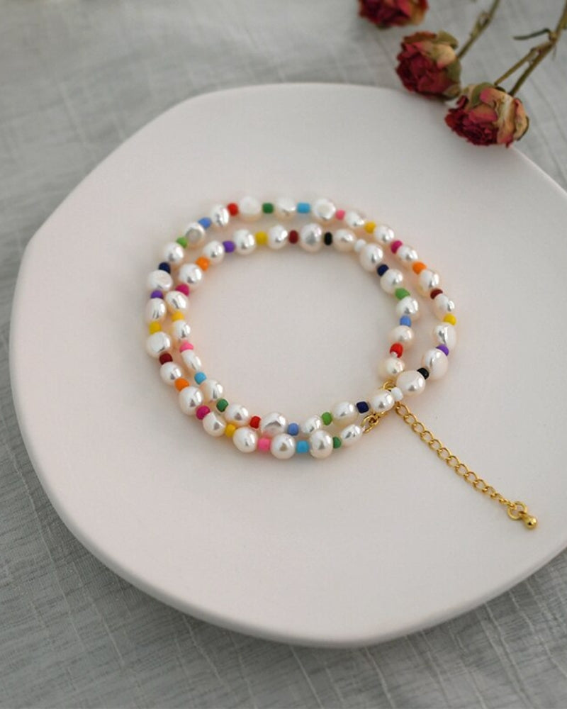 Collier Perles d’Eau Douce & de Rocaille