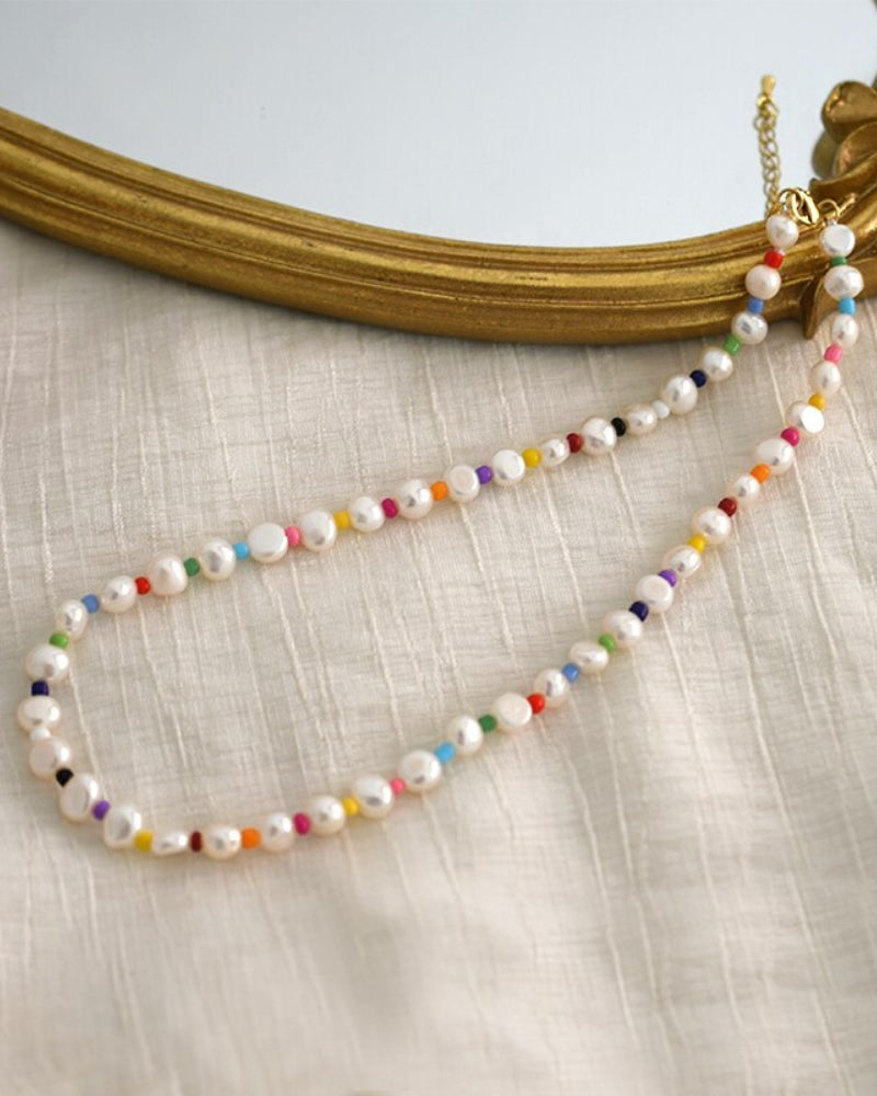 Collier Perles d’Eau Douce & de Rocaille